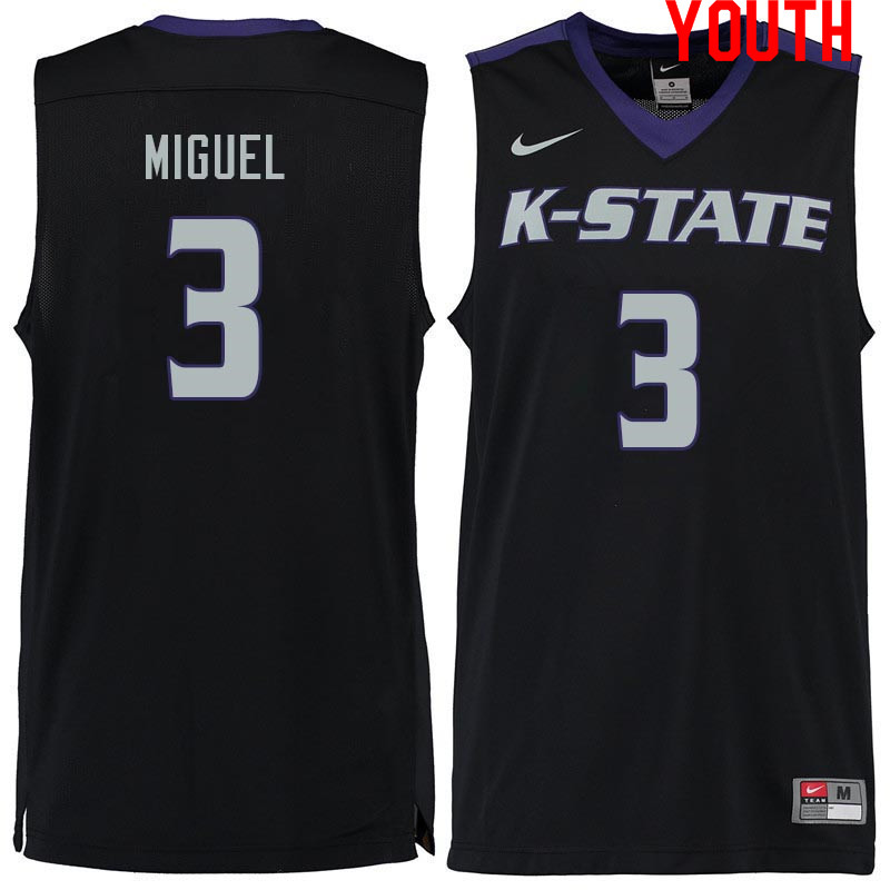 Youth #3 Selton Miguel Kansas State Wildcats College Basketball Jerseys Sale-Black